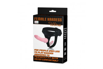 Поясной фаллос на трусиках с вагинальной пробкой Female Harness Ultra - 16,5 см.
