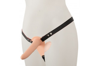 Телесный двойной вибрострапон с вибрацией Vibrating Double Strap-On - 15 см. Телесный двойной вибрострапон с вибрацией Vibrating Double Strap-On - 15 см.