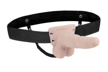 Телесный перезаряжаемый вибрострапон - 18 см.