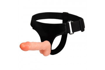 Поясной фаллос на черных трусиках - 15 см.