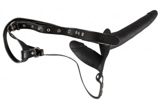 Женский страпон с вагинальной пробкой Double Strap On - 15 см.