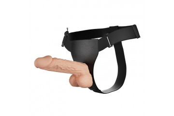 Телесный женский вибрострапон на ремешках с проводным пультом