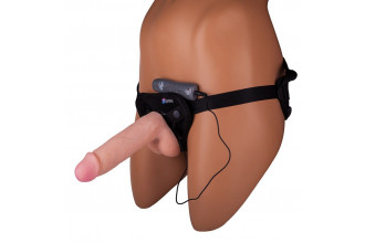 Страпон с 2 насадками и вибрацией UniStrap - 19 и 12 см.