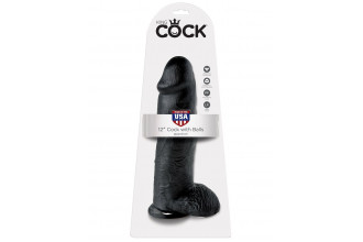 Чёрный фаллоимитатор-гигант 12 Cock with Balls - 30,5 см.