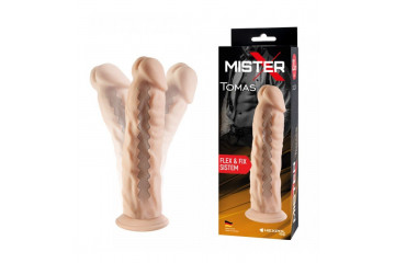 Телесный фаллоимитатор на присоске с гибким хребтом Tomas