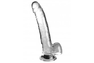 Прозрачный фаллоимитатор с мошонкой на присоске 9’’ Cock with Balls - 24,8 см.