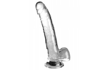 Прозрачный фаллоимитатор с мошонкой на присоске 9’’ Cock with Balls - 24,8 см.