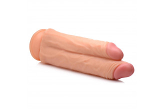 Телесный сдвоенный фаллоимитатор Double Stuffer 10 Double Pecker Dildo - 27 см.