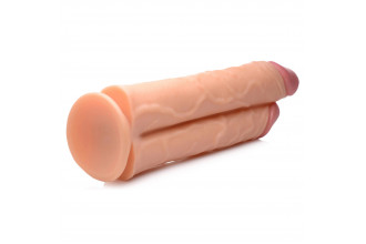 Телесный сдвоенный фаллоимитатор Double Stuffer 10 Double Pecker Dildo - 27 см.