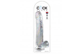 Прозрачный фаллоимитатор с мошонкой на присоске 11’’ Cock with Balls - 30,5 см.