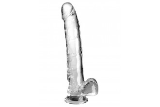 Прозрачный фаллоимитатор с мошонкой на присоске 11’’ Cock with Balls - 30,5 см.