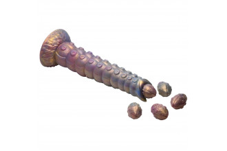 Фантазийный фаллоимитатор Deep Invader Tentacle Ovipositor Silicone Dildo with Eggs - 22,9 см.
