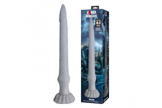 Серый силиконовый фаллоимитатор Basilisk - 43 см.