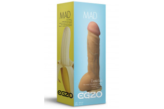 Большой реалистичный фаллоимитатор Mad Banana с мошонкой - 23,5 см.