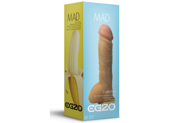 Большой реалистичный фаллоимитатор Mad Banana с мошонкой - 23,5 см.