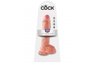 Большой фаллоимитатор с мошонкой 10 Cock with Balls на присоске - 25,4 см.