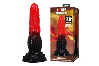 Силиконовый фантазийный фаллоимитатор Fire Dragon - 24,5 см.