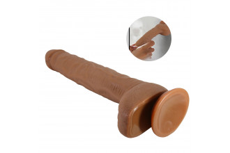 Темно-бежевый фаллоимитатор-гигант на присоске Dick - 28 см.