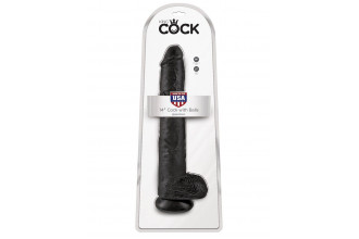 Чёрный фаллоимитатор-гигант 14 Cock with Balls - 37,5 см.