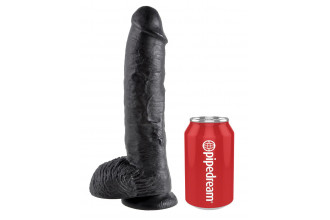 Реалистичный чёрный фаллоимитатор-гигант 10 Cock with Balls - 25,4 см.