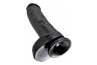 Реалистичный чёрный фаллоимитатор-гигант 10 Cock with Balls - 25,4 см.