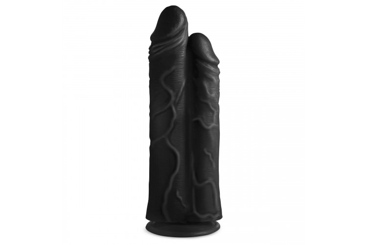 Черный сдвоенный фаллоимитатор Double Stuffer 10’’ Double Pecker Dildo - 27 см.