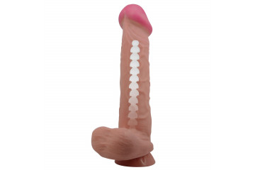 Фаллоимитатор с эффектом скользящей кожи - 26 см.