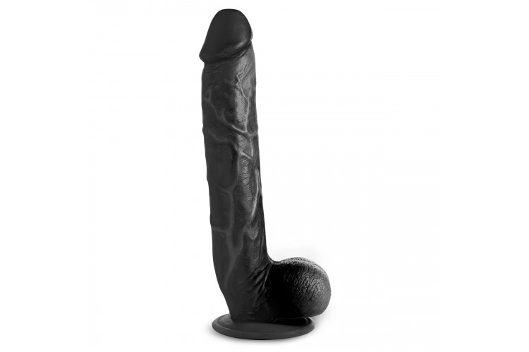 Черный фаллоимитатор-гигант на присоске Long Logan 10’’ Dildo with Balls - 27,4 см.