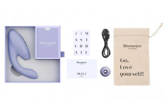 Сиреневый вибратор Womanizer Duo 2 с бесконтактной клиторальной стимуляцией