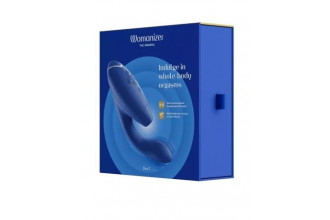 Синий вибратор Womanizer Duo 2 с бесконтактной клиторальной стимуляцией