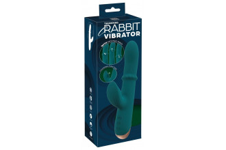 Зеленый вибратор-кролик с подвижным кольцом Thumping Rabbit Vibrator - 22,7 см.