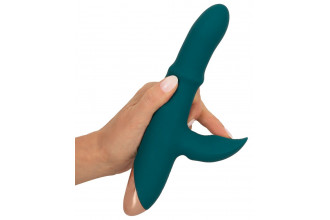 Зеленый вибратор-кролик с подвижным кольцом Thumping Rabbit Vibrator - 22,7 см.