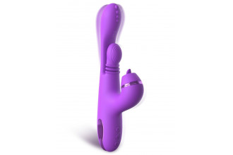 Фиолетовый вибратор с тройной стимуляцией Intimotion Pulse Pro - 24 см.
