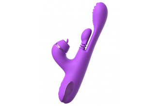 Фиолетовый вибратор с тройной стимуляцией Intimotion Pulse Pro - 24 см.