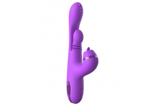 Фиолетовый вибратор с тройной стимуляцией Intimotion Pulse Pro - 24 см.