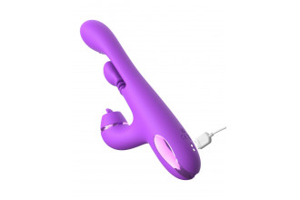 Фиолетовый вибратор с тройной стимуляцией Intimotion Pulse Pro - 24 см.