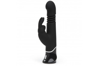 Черный хай-тек вибратор Greedy Girl Thrusting Rabbit Vibrator - 22,8 см.