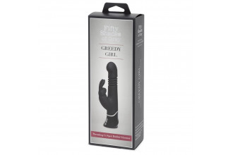 Черный хай-тек вибратор Greedy Girl Thrusting Rabbit Vibrator - 22,8 см.