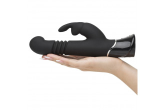 Черный хай-тек вибратор Greedy Girl Thrusting Rabbit Vibrator - 22,8 см.