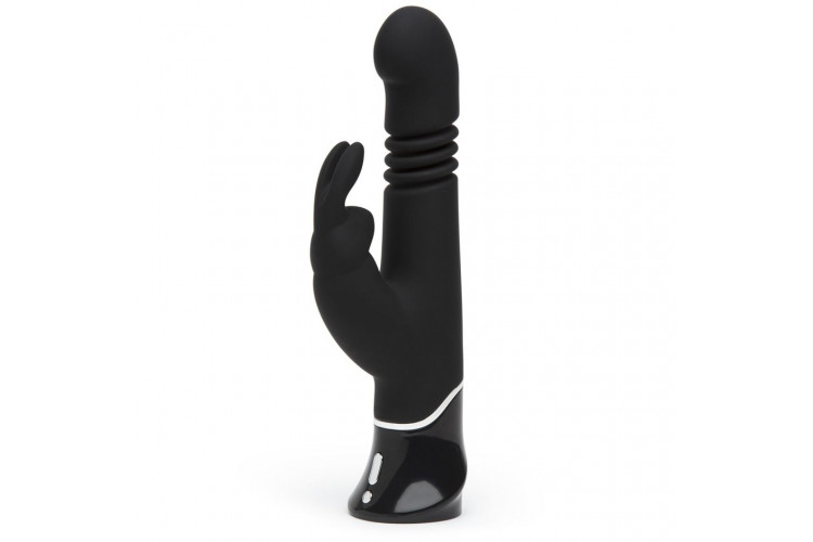 Черный хай-тек вибратор Greedy Girl Thrusting Rabbit Vibrator - 22,8 см.