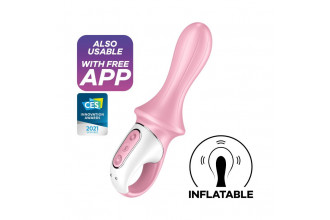Розовый вибромассажер Air Pump Booty 5+ - 18,1 см.