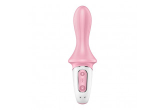 Розовый вибромассажер Air Pump Booty 5+ - 18,1 см.