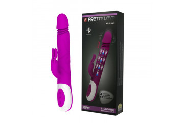 Перезаряжаемый вибратор Adrian с rolling-функцией и клиторальным отростком - 26,7 см.