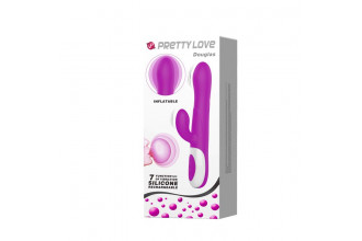 Лиловый вибратор Douglas с клиторальным отростком и функцией расширения - 24,9 см.