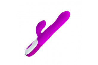 Лиловый вибратор Douglas с клиторальным отростком и функцией расширения - 24,9 см.