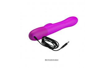 Лиловый вибратор Douglas с клиторальным отростком и функцией расширения - 24,9 см.