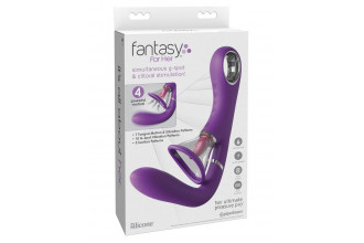 Сиреневый вибростимулятор с помпой и имитатором языка Her Ultimate Pleasure Pro