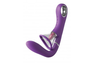 Сиреневый вибростимулятор с помпой и имитатором языка Her Ultimate Pleasure Pro