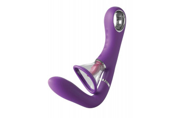 Сиреневый вибростимулятор с помпой и имитатором языка Her Ultimate Pleasure Pro