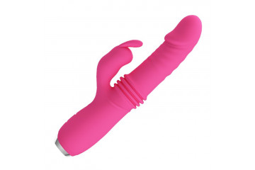 Розовый вибратор Dorothy с функцией поступательных движений - 19,7 см.